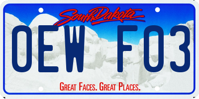 SD license plate 0EWF03