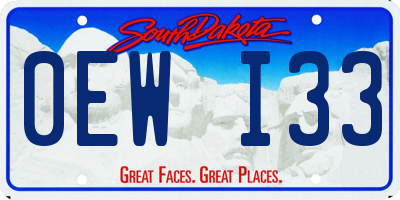 SD license plate 0EWI33
