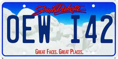 SD license plate 0EWI42