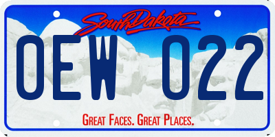 SD license plate 0EWO22