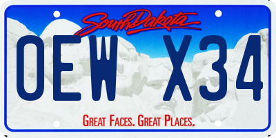 SD license plate 0EWX34
