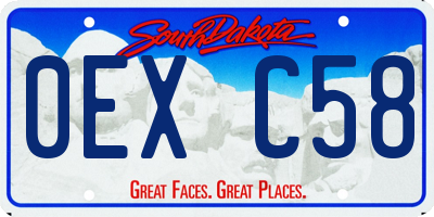 SD license plate 0EXC58