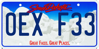 SD license plate 0EXF33