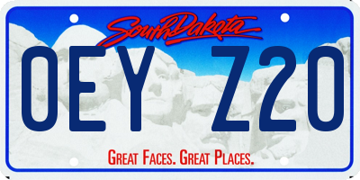 SD license plate 0EYZ20