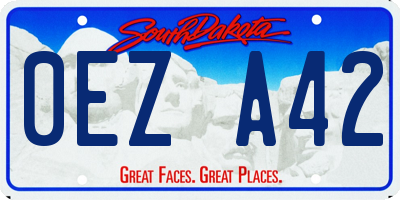 SD license plate 0EZA42