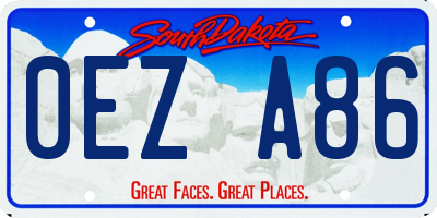SD license plate 0EZA86