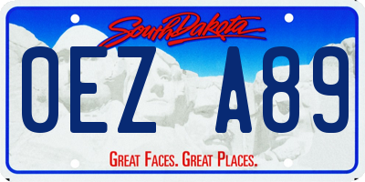 SD license plate 0EZA89