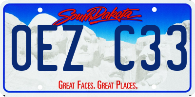 SD license plate 0EZC33