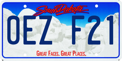 SD license plate 0EZF21