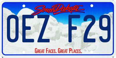 SD license plate 0EZF29