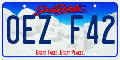 SD license plate 0EZF42