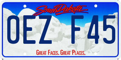 SD license plate 0EZF45
