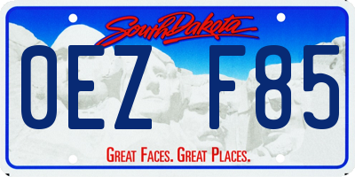 SD license plate 0EZF85