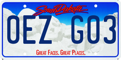 SD license plate 0EZG03