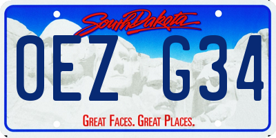 SD license plate 0EZG34