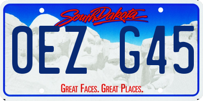 SD license plate 0EZG45