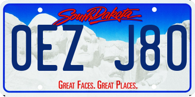SD license plate 0EZJ80