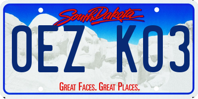 SD license plate 0EZK03