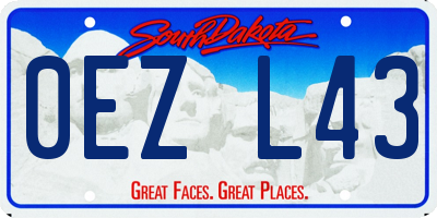 SD license plate 0EZL43