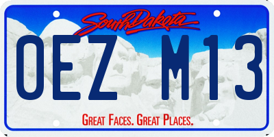 SD license plate 0EZM13