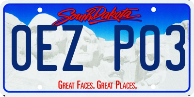 SD license plate 0EZP03
