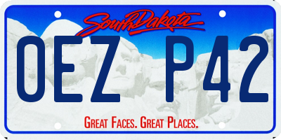 SD license plate 0EZP42