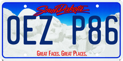 SD license plate 0EZP86