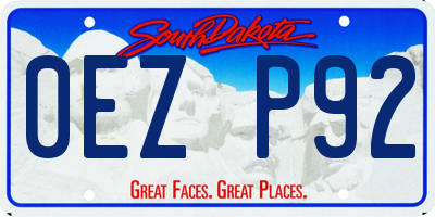 SD license plate 0EZP92