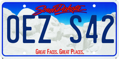 SD license plate 0EZS42