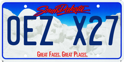 SD license plate 0EZX27