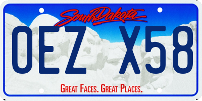 SD license plate 0EZX58