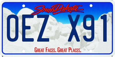 SD license plate 0EZX91