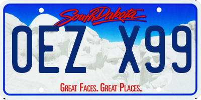 SD license plate 0EZX99