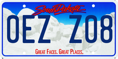 SD license plate 0EZZ08