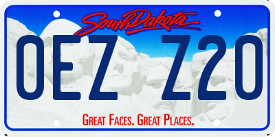 SD license plate 0EZZ20