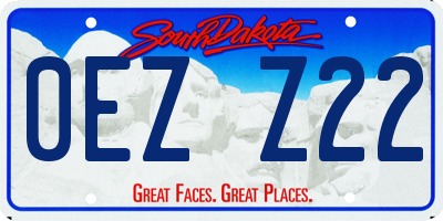 SD license plate 0EZZ22