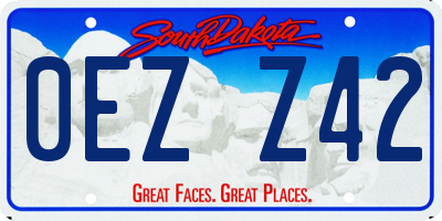 SD license plate 0EZZ42