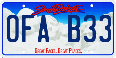 SD license plate 0FAB33