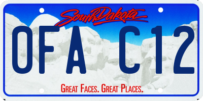 SD license plate 0FAC12