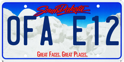 SD license plate 0FAE12
