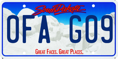 SD license plate 0FAG09
