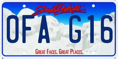 SD license plate 0FAG16