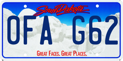SD license plate 0FAG62