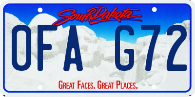 SD license plate 0FAG72