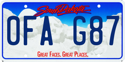 SD license plate 0FAG87