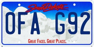 SD license plate 0FAG92
