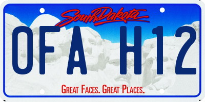 SD license plate 0FAH12