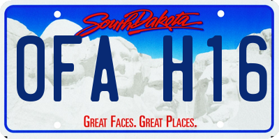 SD license plate 0FAH16