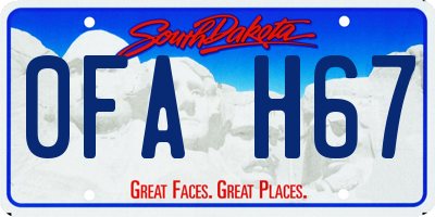 SD license plate 0FAH67