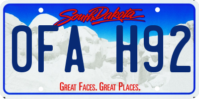 SD license plate 0FAH92
